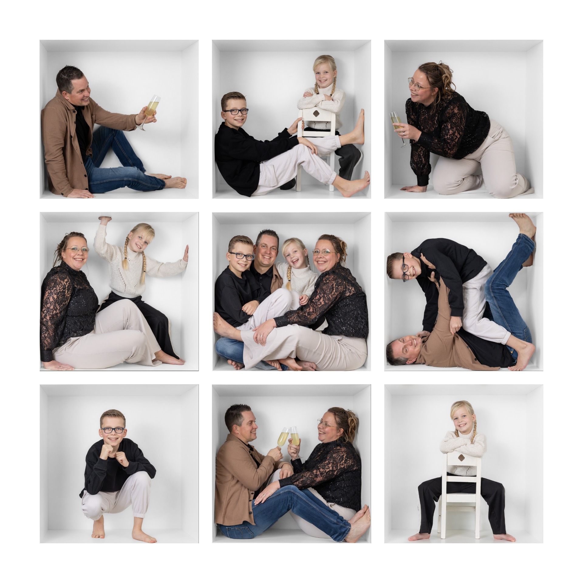 Foto in de box gezin