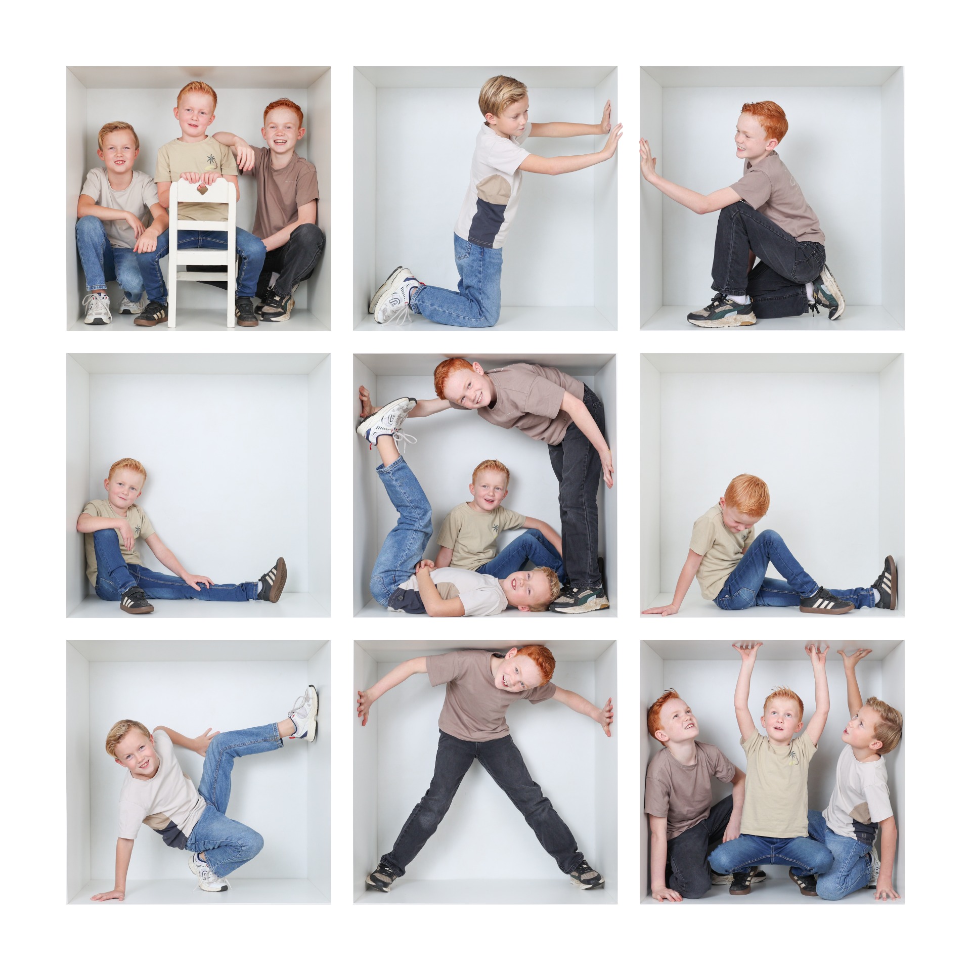 Foto in de box met 3 kinderen